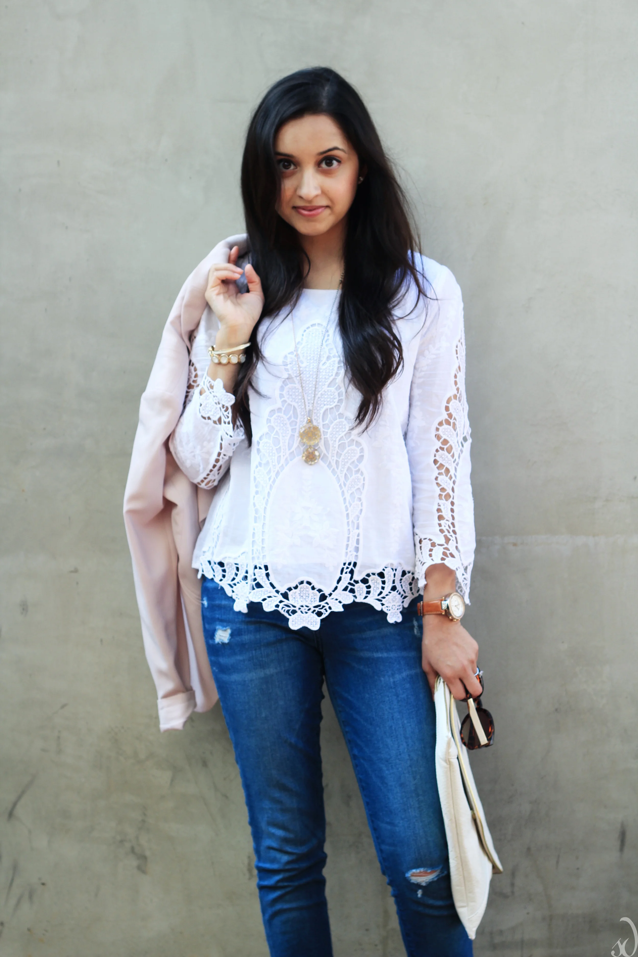 blue jeans and white top party