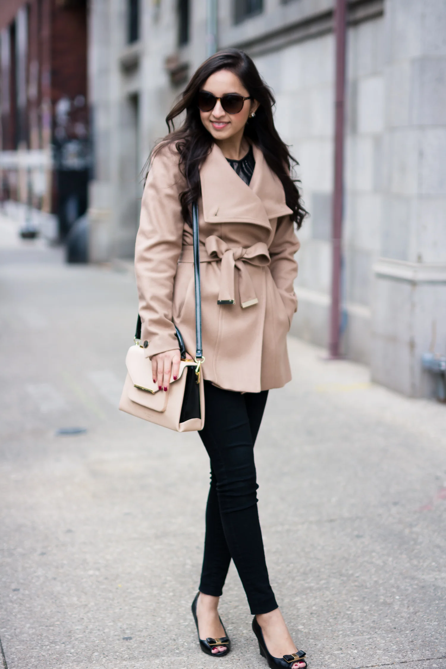 ted baker short wrap coat camel