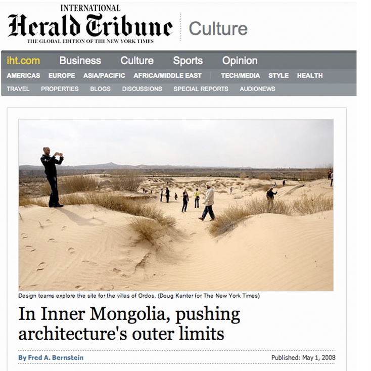International Herald Tribune (the New york Times) publishes an extensive article on the Ordos100 project.