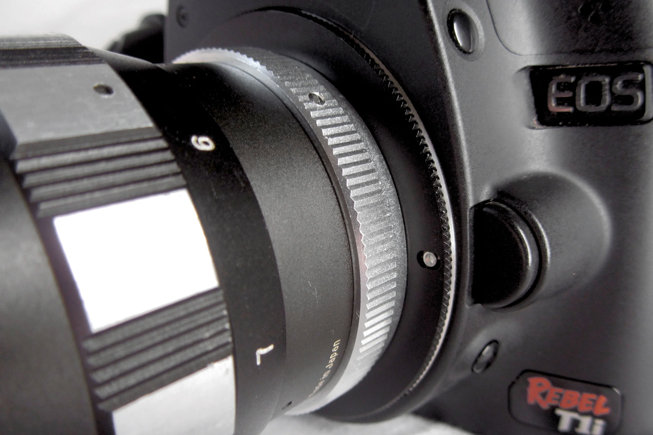The adapter when connected to my Canon T1i & my Spiratone M42 135mm f/2.8