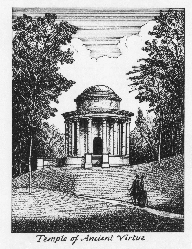 Detail of Stowe Map; 'Temple of Ancient Virtue'