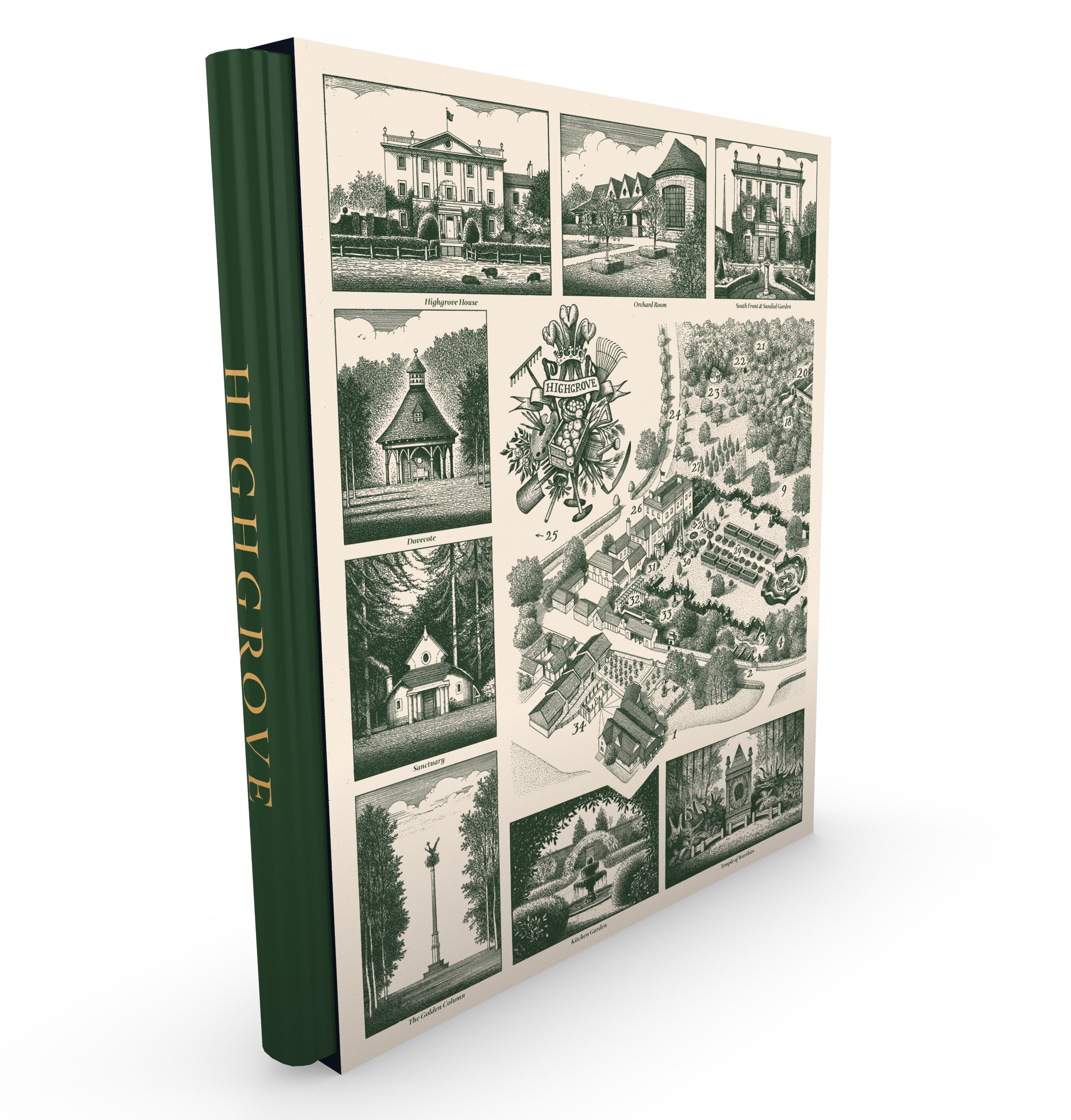 Jonathan's map of Highgrove appears on the cover of a limited-edition, leather-bound book written by Prince Charles - Available here from Highgrove Shop website priced £500.