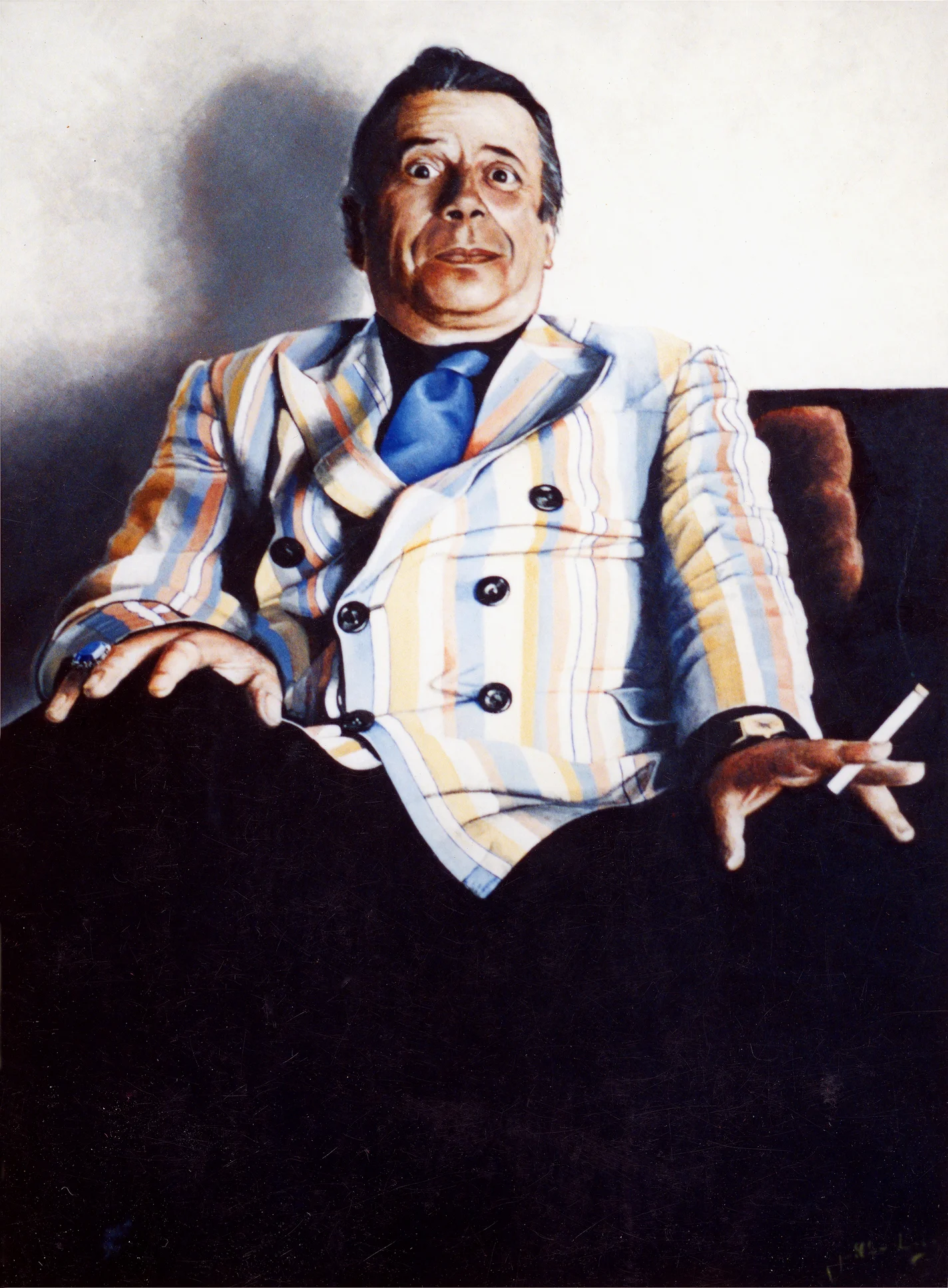 My portrait of George Melly, 1985.