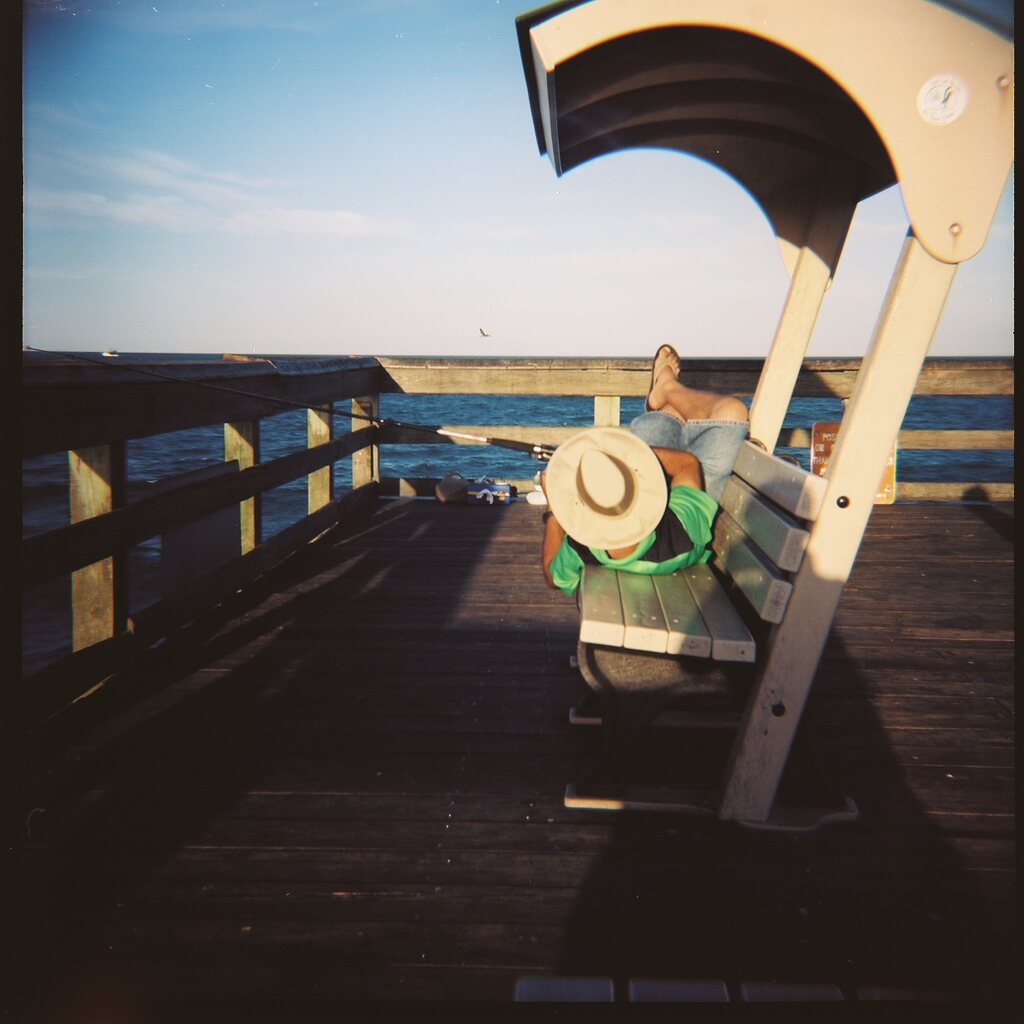 Lazy Fisherman, St. John's Pier. Kodak Portra 100.