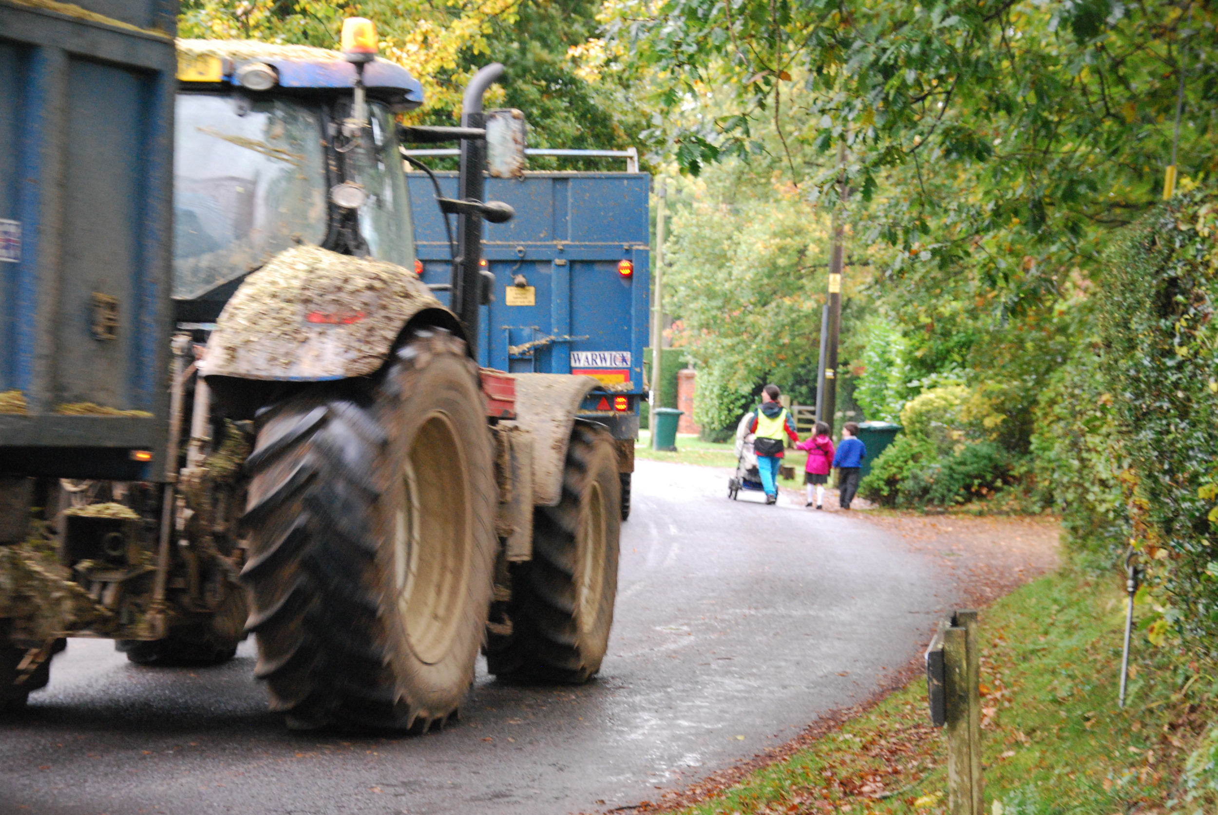 Two tractors unable to keep to their side of the lane
