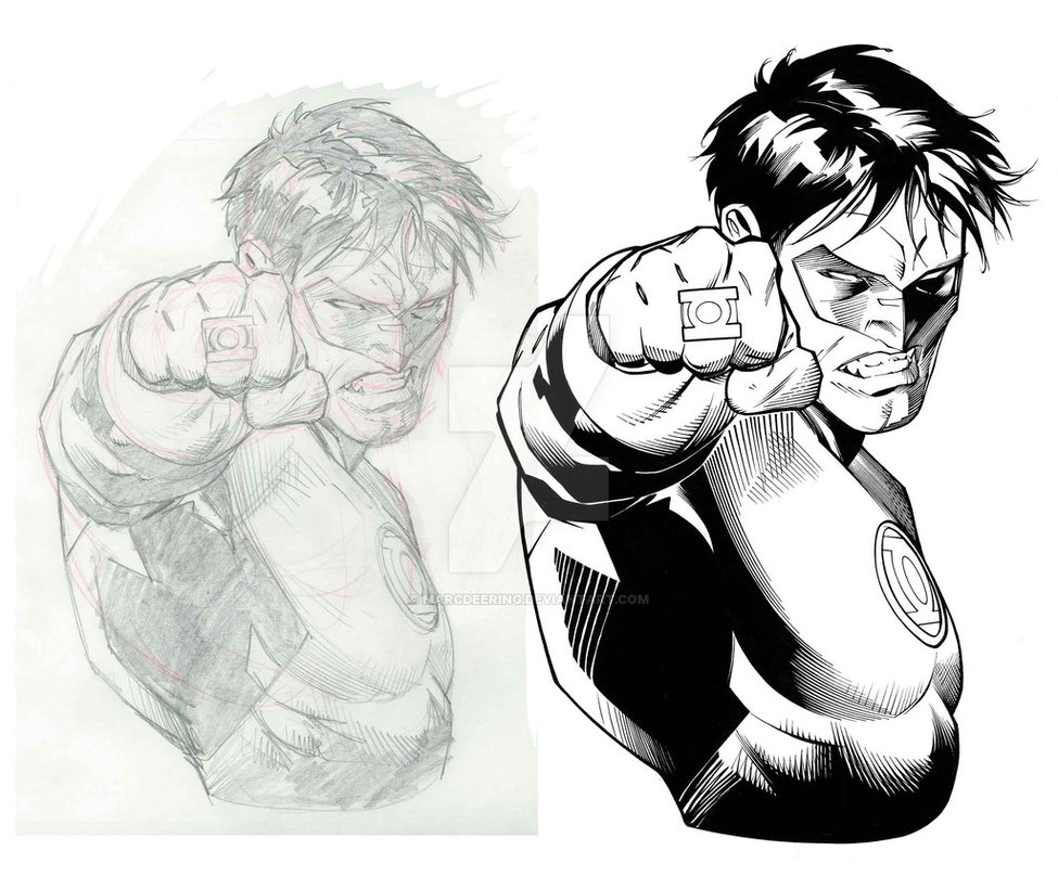 Green Lantern - Inked by Deering over penciller Ryan Benjamin.