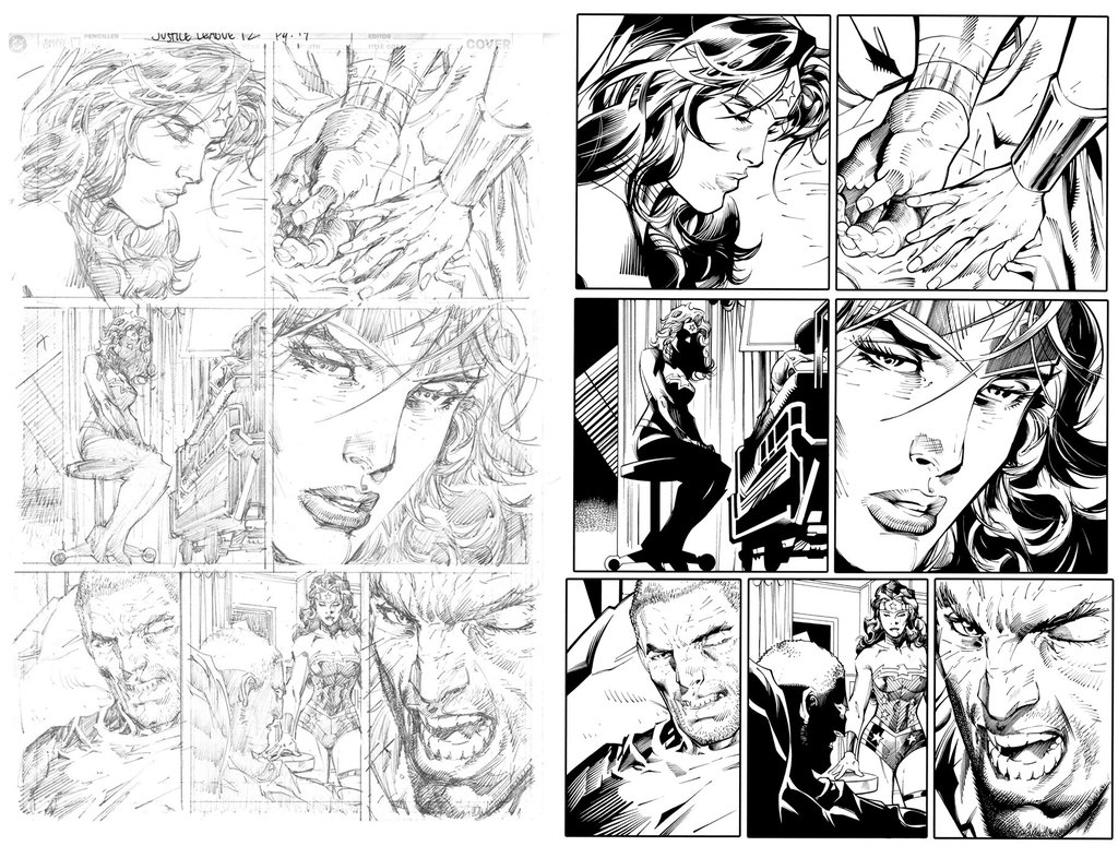 Wonder Woman - Inked by Deering over Jim Lee pencils.