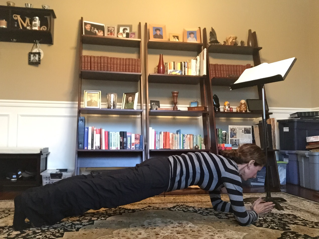 Second only to my love of chair pose is a good forearm plank. Great energy boost when you're tired!