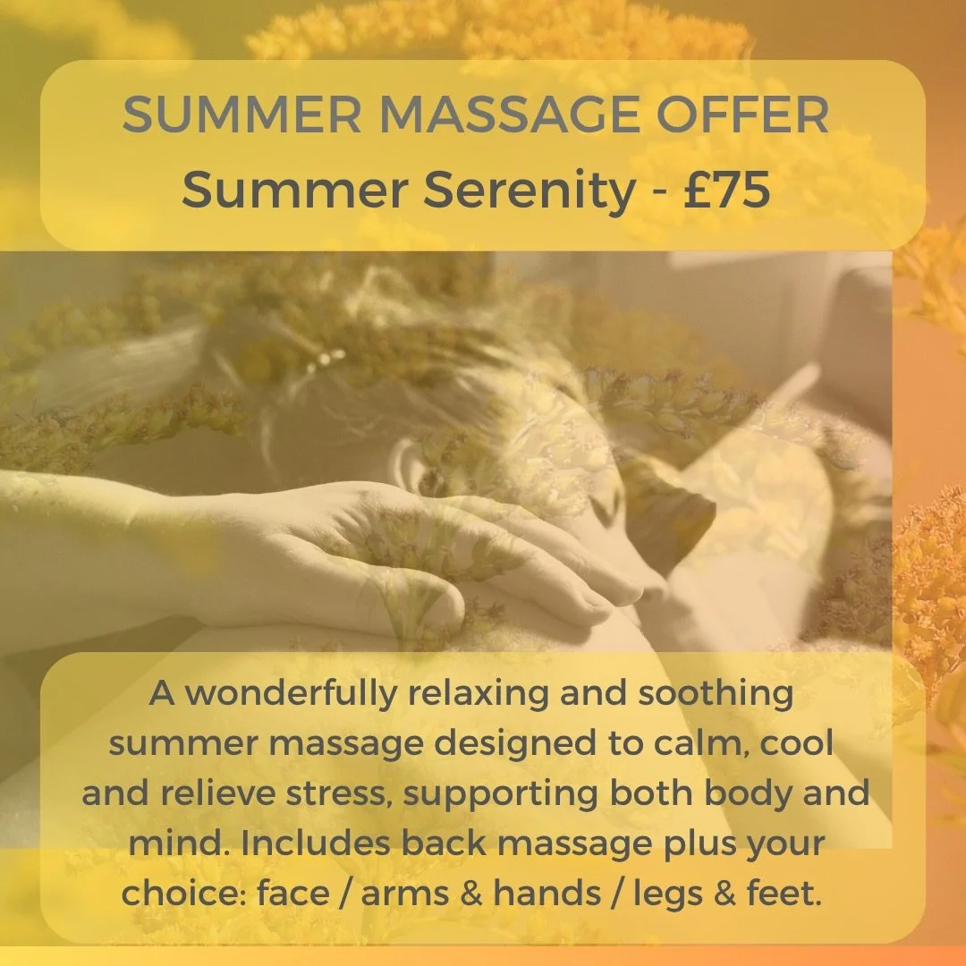 HOLISTIC MASSAGE 🙌 SUMMER SERENITY ☀️ 

Here&rsquo;s this season&rsquo;s special offer!
Available now!

This time, something a little different - we co-create your perfect treatment! 😌

The perfect soothing summer massage treatment including a rela