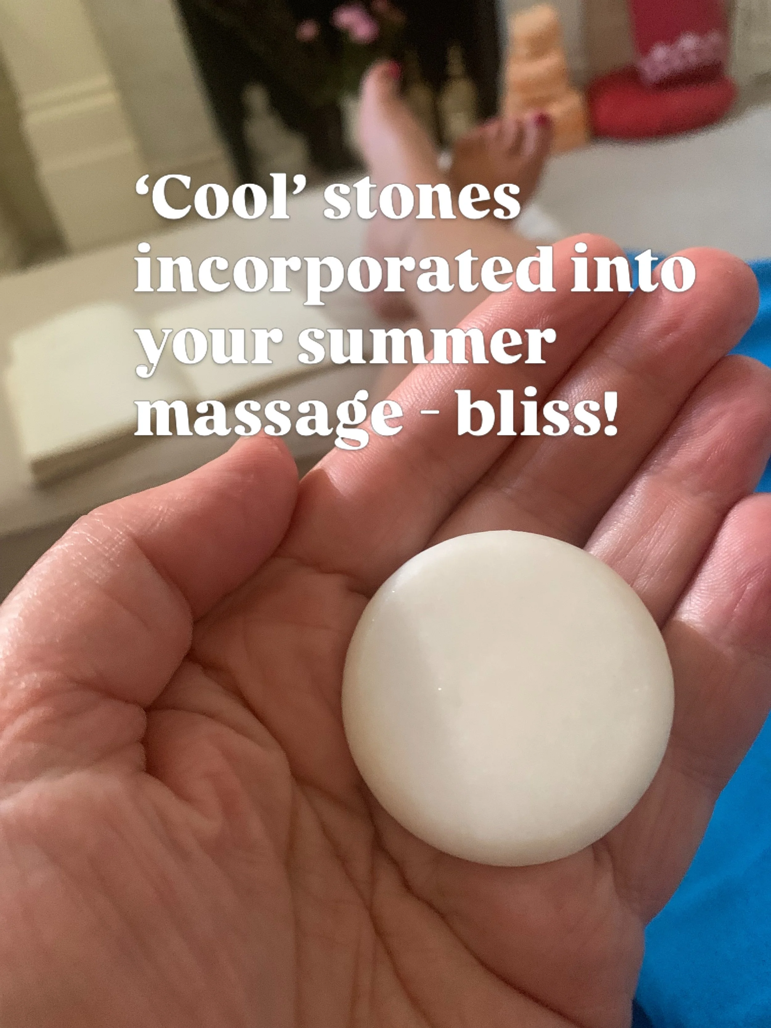 HOLISTIC WELL-WOMAN MASSAGE 🙌 

I&rsquo;m loving these cool stones at the moment! 

Want to try them in your massage? 

BOOK &lsquo;SUMMER SERENITY&rsquo; - The perfect soothing summer massage treatment including a relaxing back, neck, shoulder, sca