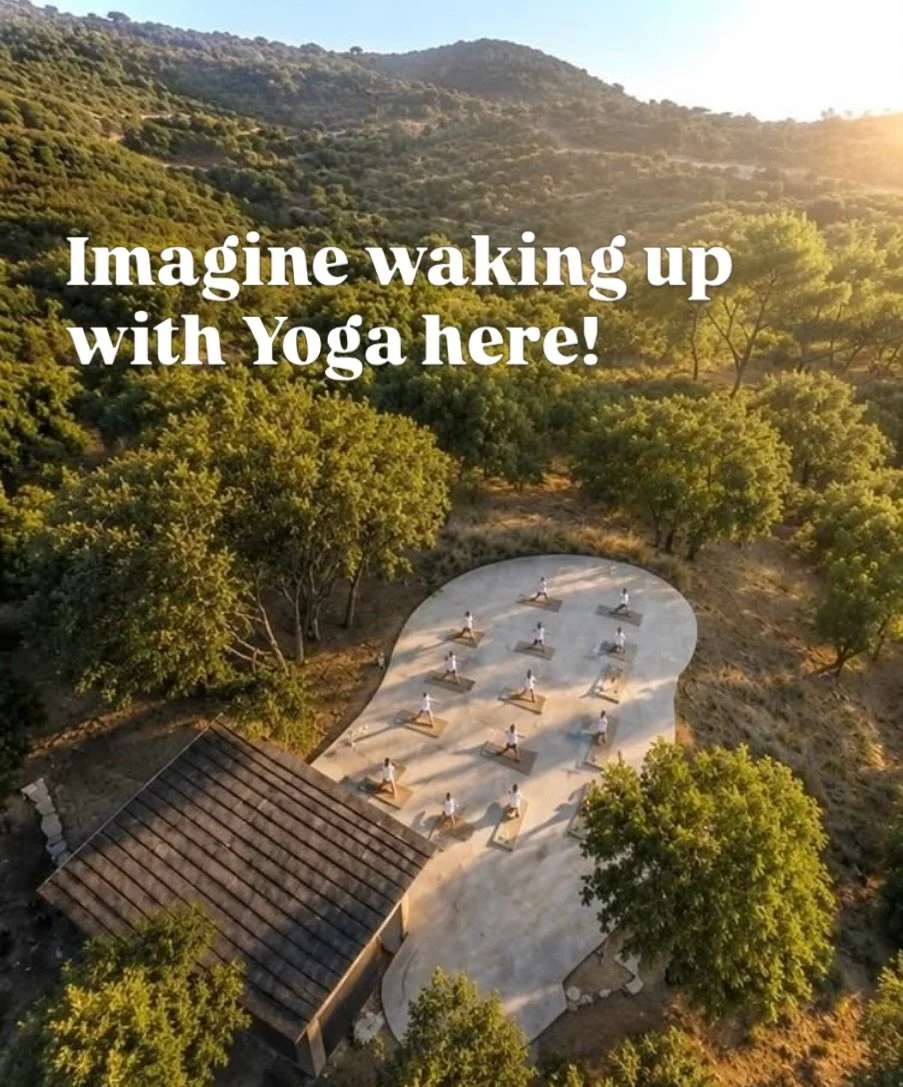 The LUXE Retreat 🇪🇸 July 2027 ☀️ Imagine waking up with Yoga here! 💭 

Morning Yoga as the sun rises over the mountains, clear, bright blue skies, and that feeling that you are somewhere very special indeed! 

Practising Yoga outside is such an am