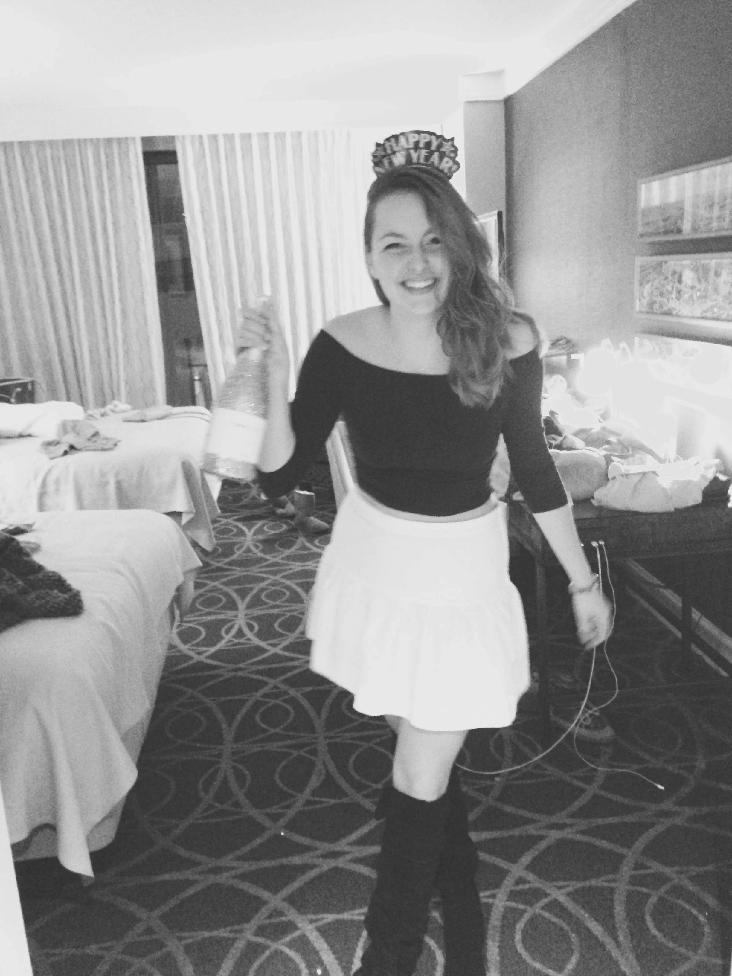 abercrombie top, j crew skirt, steve madden over the knee boots, one hope champagne