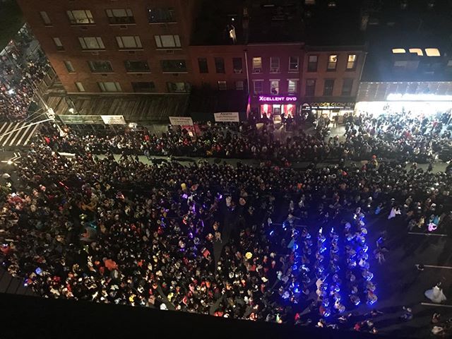 View of best  Halloween parade on the planet right from my Greenwich Village apartment window. #halloweenparade #greenwichvillagerocks 
#gratefulforurbanlife