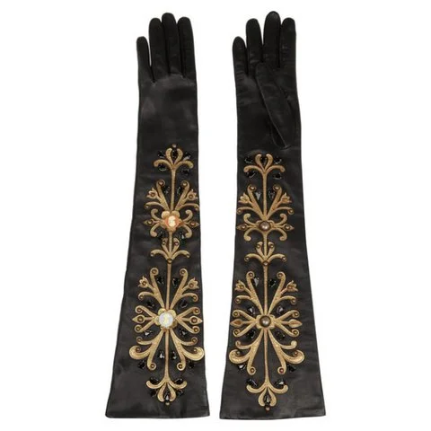 Dolce & Gabbana işlemeli deri eldiven, $3,145
