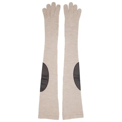 Maison Margiela bej uzun gauge 7 eldiven, $530