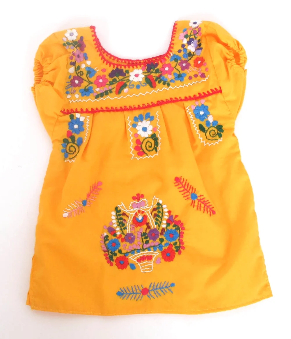 sachin and babi light blue dress Embroidered Mexican Dress