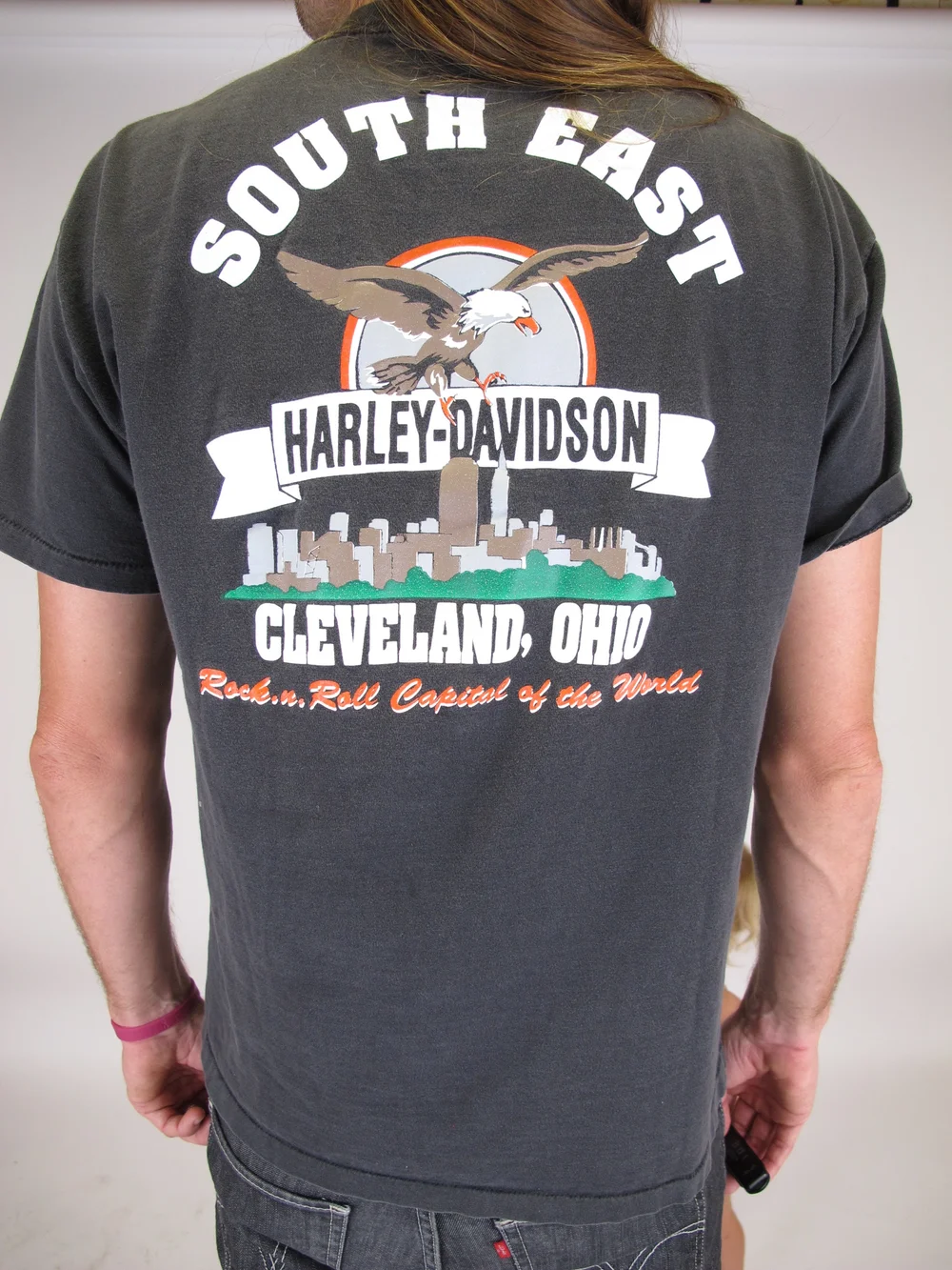 T-shirt Vintage Harley-Davidson Canefield Ohio - Taille L, Années 90, Gris, Pièce Rare