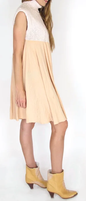 Vtg Liz Claiborne Peaches Turtleneck Sweater Baby Doll Dress  She & Wolf