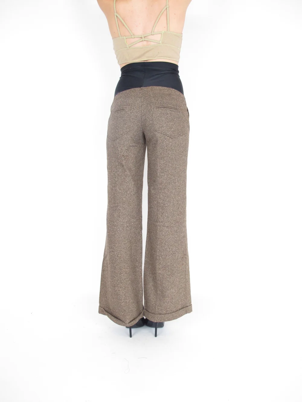 H&M Tweed Wide Leg Flare Maternity Pants 27 x 32  She & Wolf