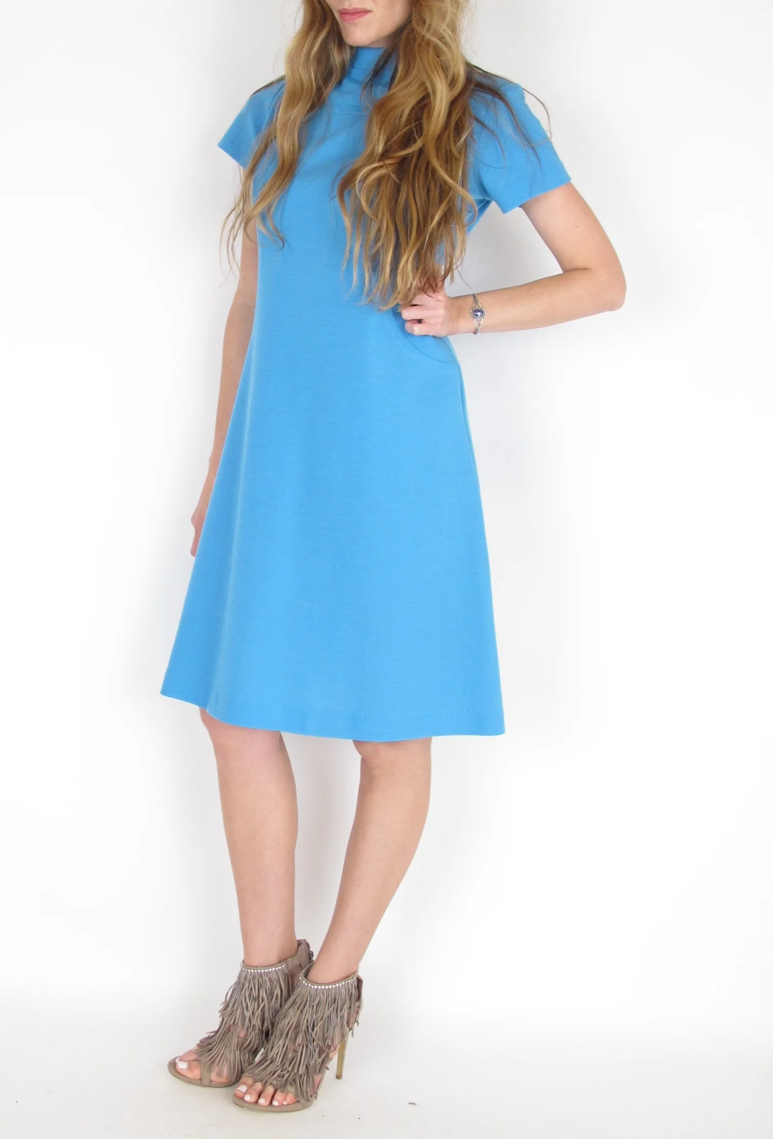 Vintage 60s Sky Blue Twiggy Mod Dress 