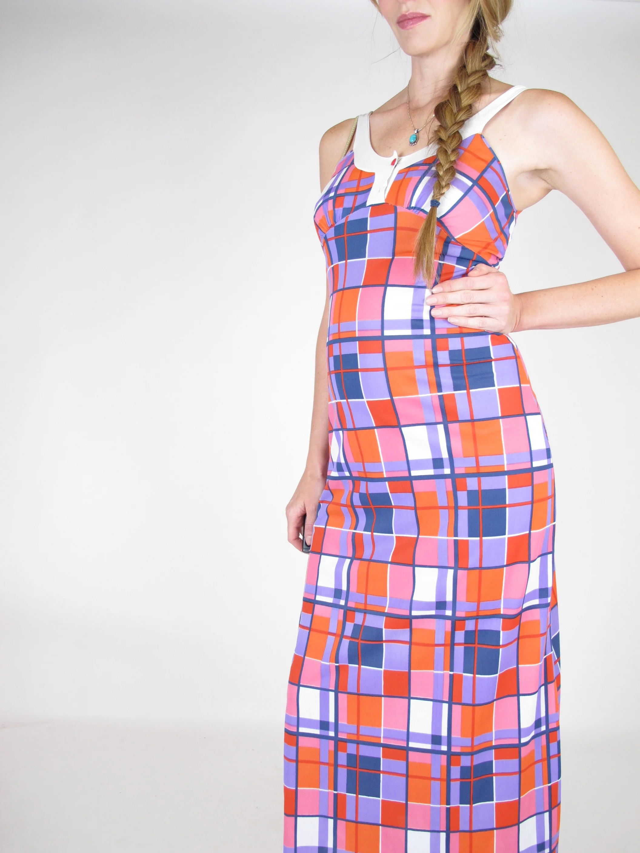 Vintage 60s Long Checkered Dress — She 