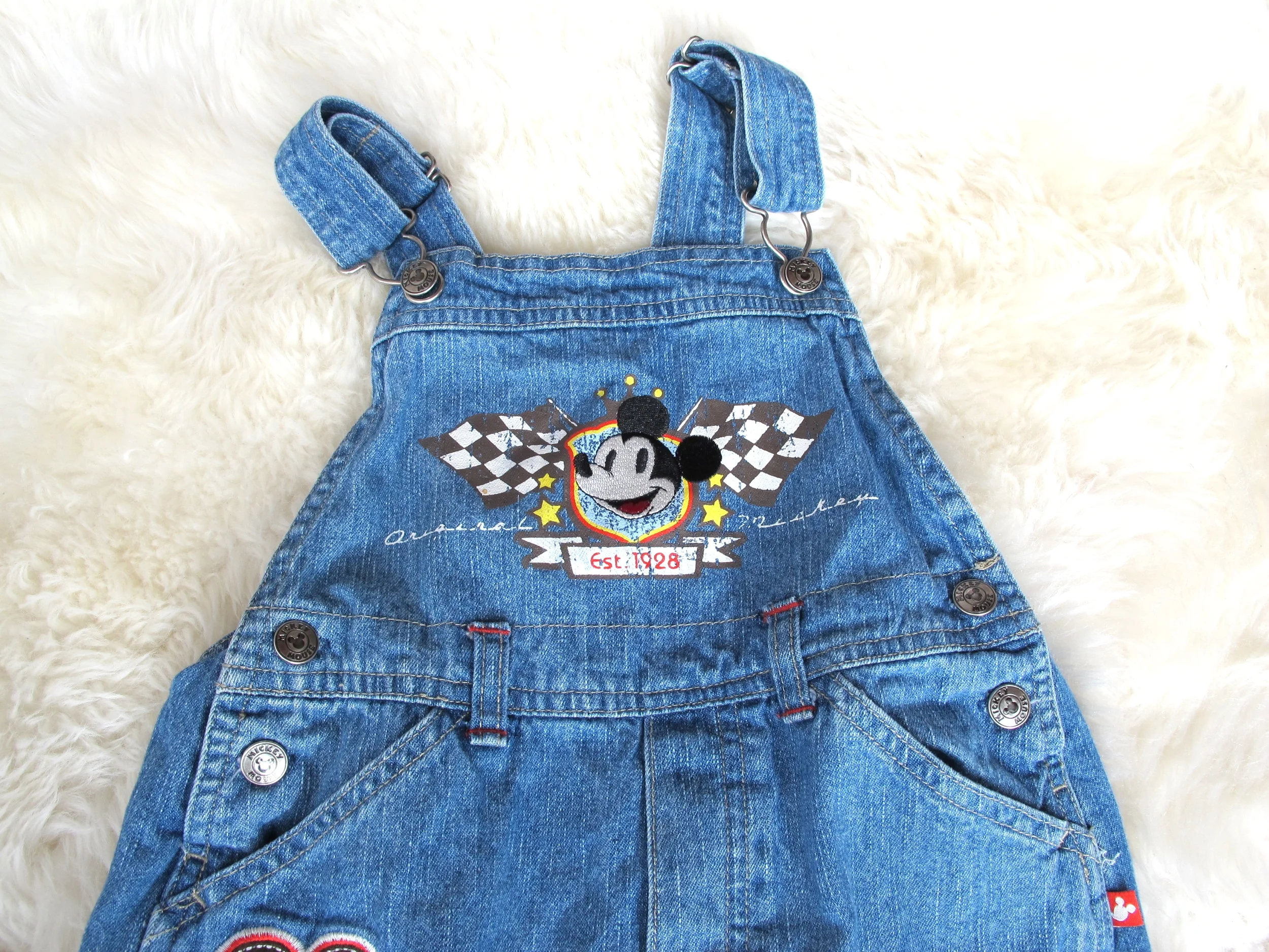 mickey mouse denim overalls