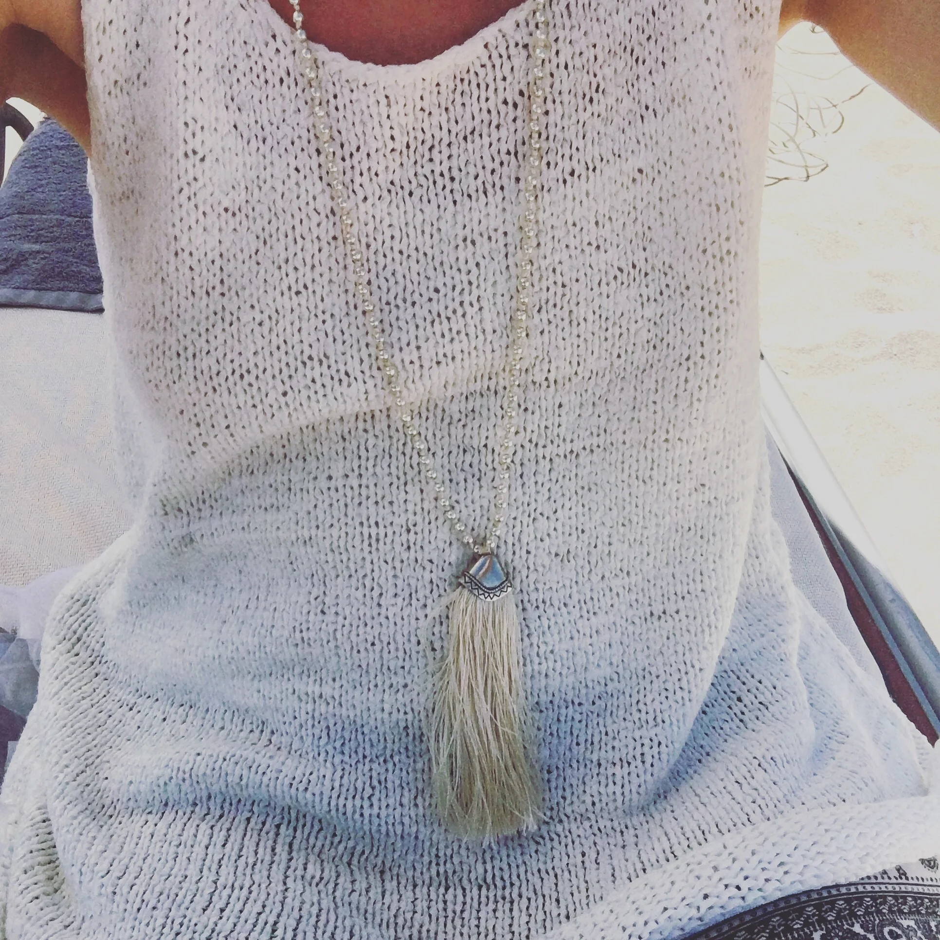 Cream Tassel Pendant