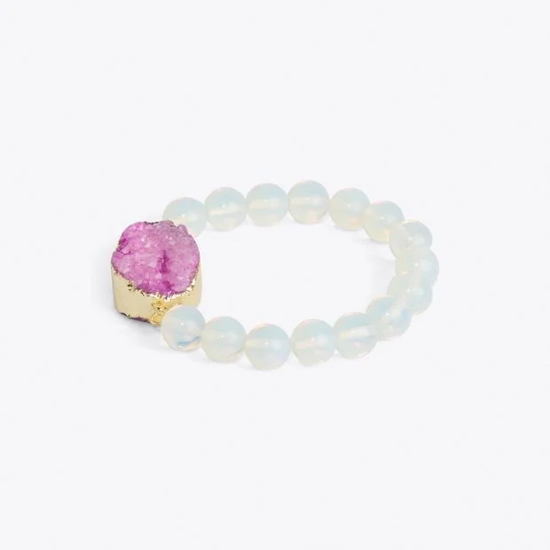 Gold Plated Pink Moonstone Bracelet