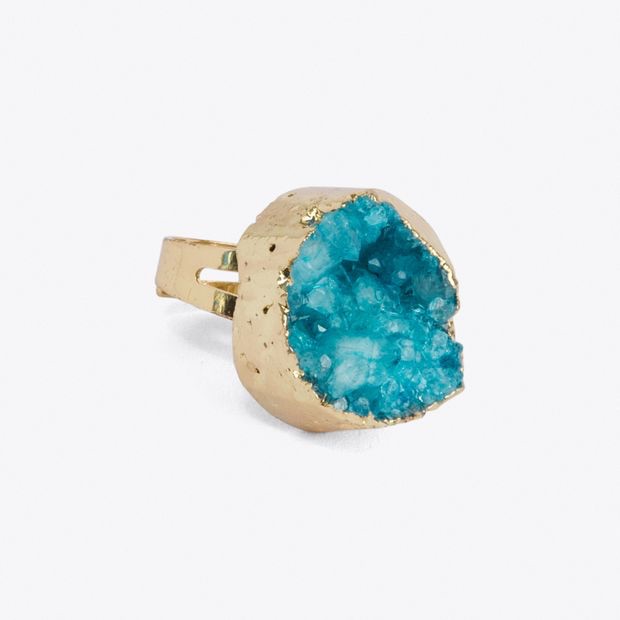Gold Plated Blue Healing Crystal Pendant