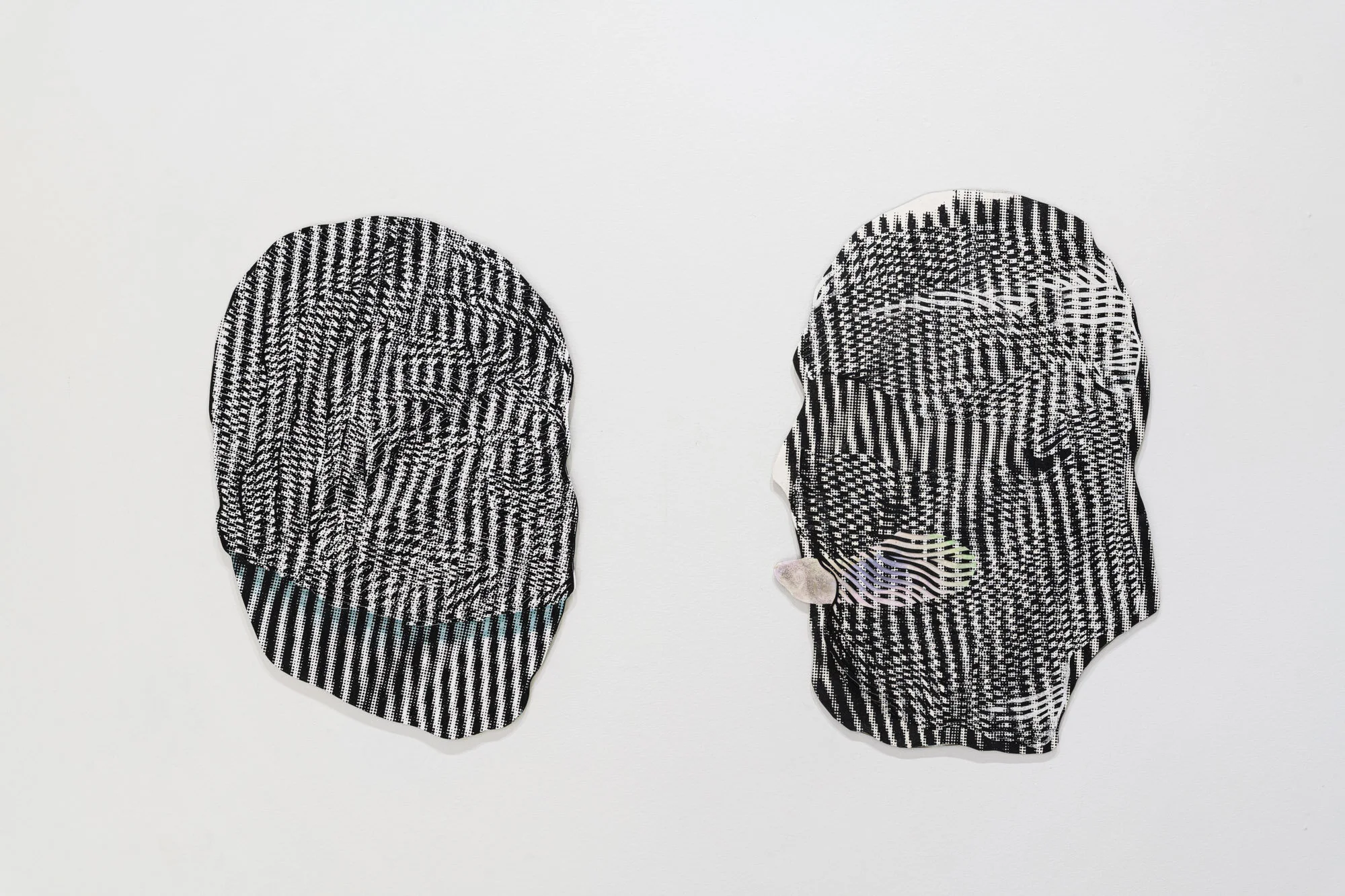   Siblings , 2021, colored pencil, hand cut paper mounted on steel 