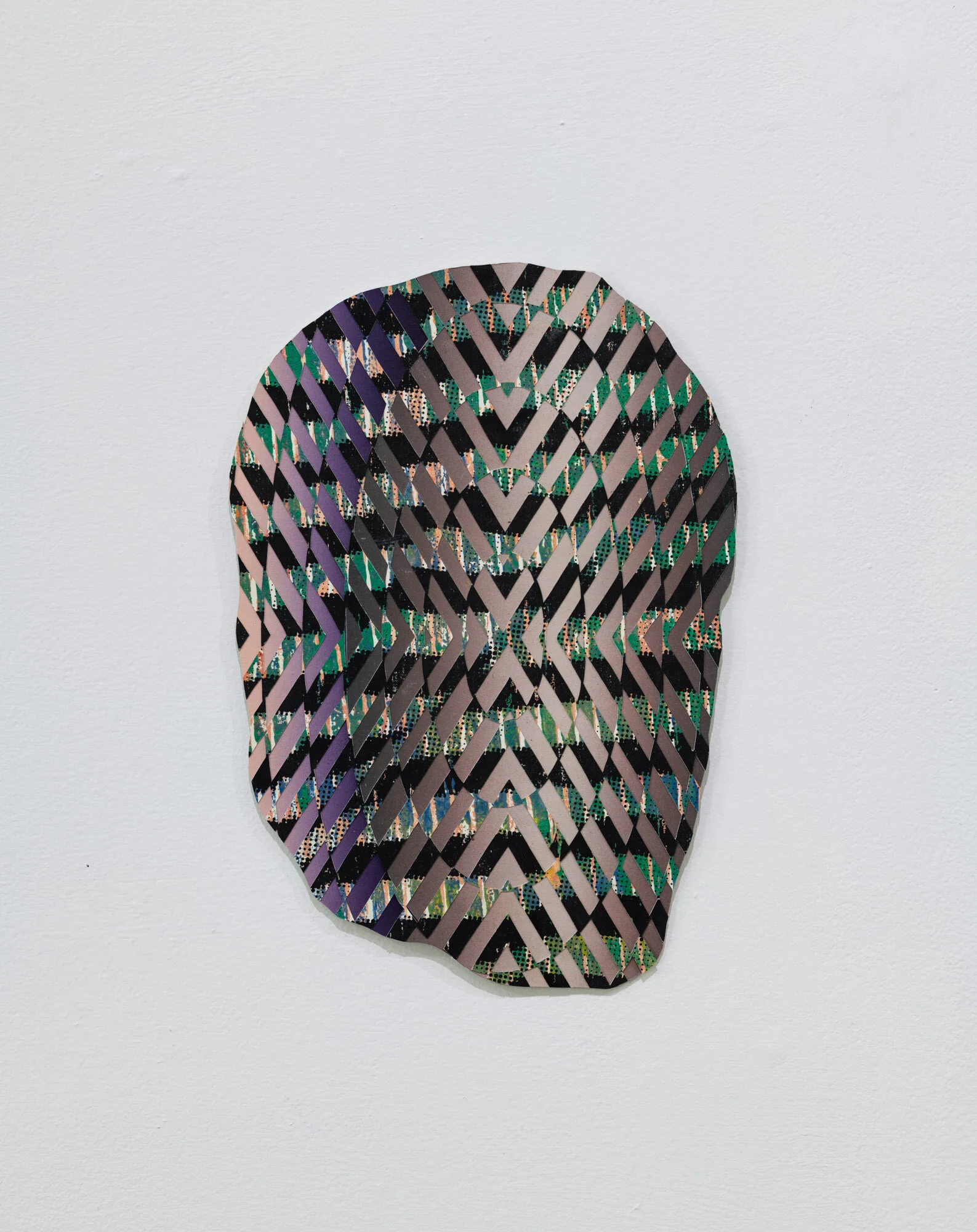   Daytripper , 2021, Acrylic, screen print, block print, hand cut paper mounted on steel 