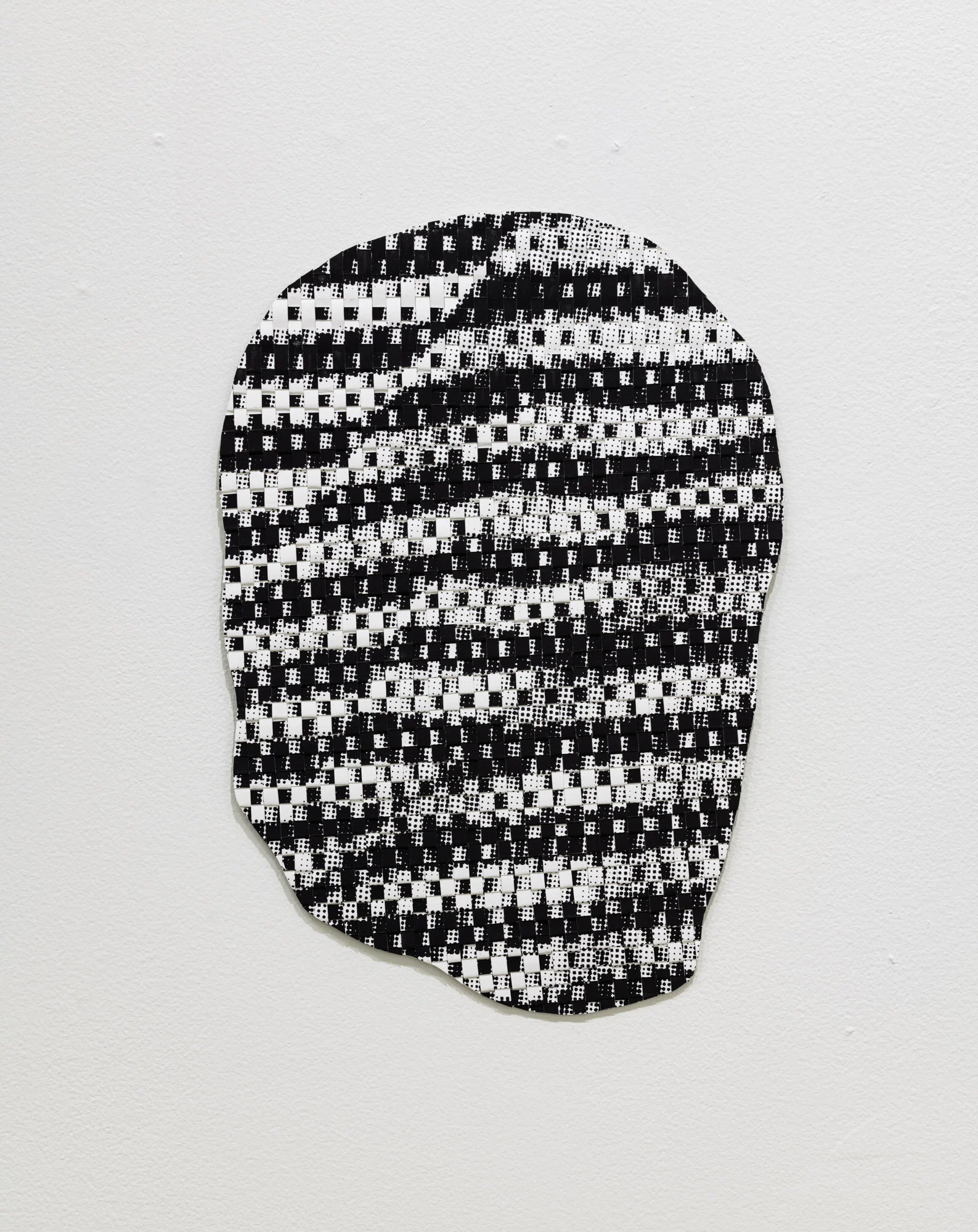   Blending In , 2021, screen print, hand woven paper mounted on steel 