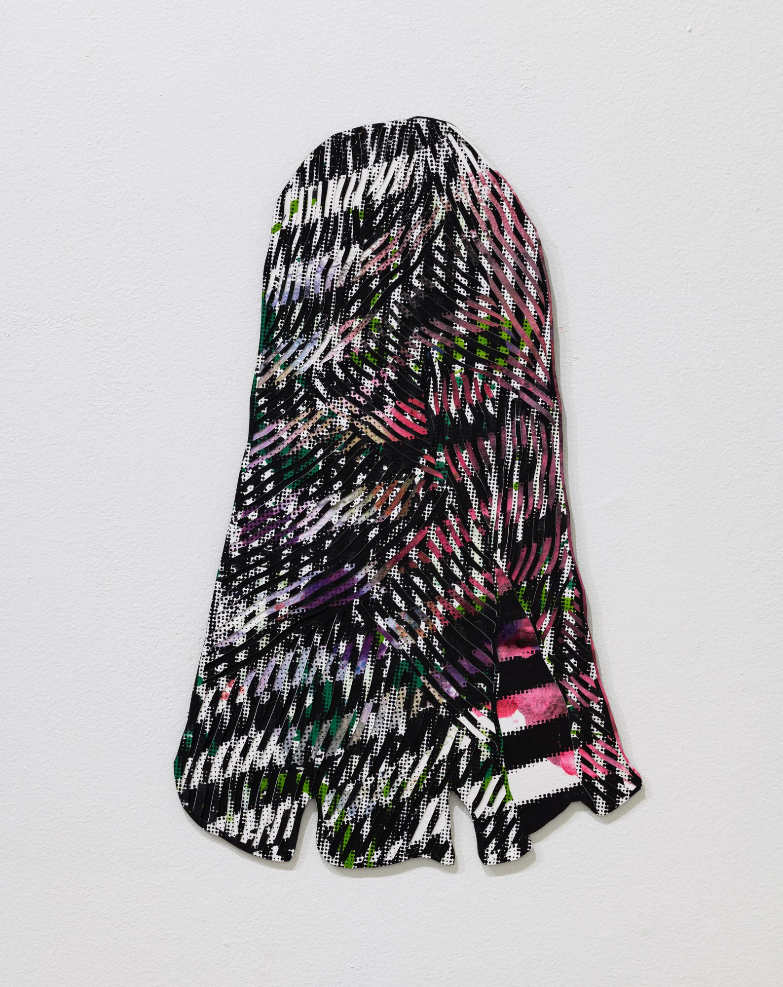   The Hair , 2021, acrylic, ink, screen print, hand cut paper mounted on steel 