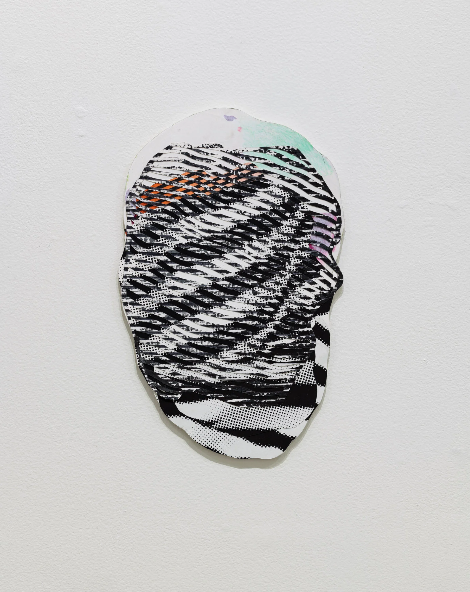   Little Trouble , 2021, acrylic, colored pencil, screen print, hand cut paper mounted on steel 