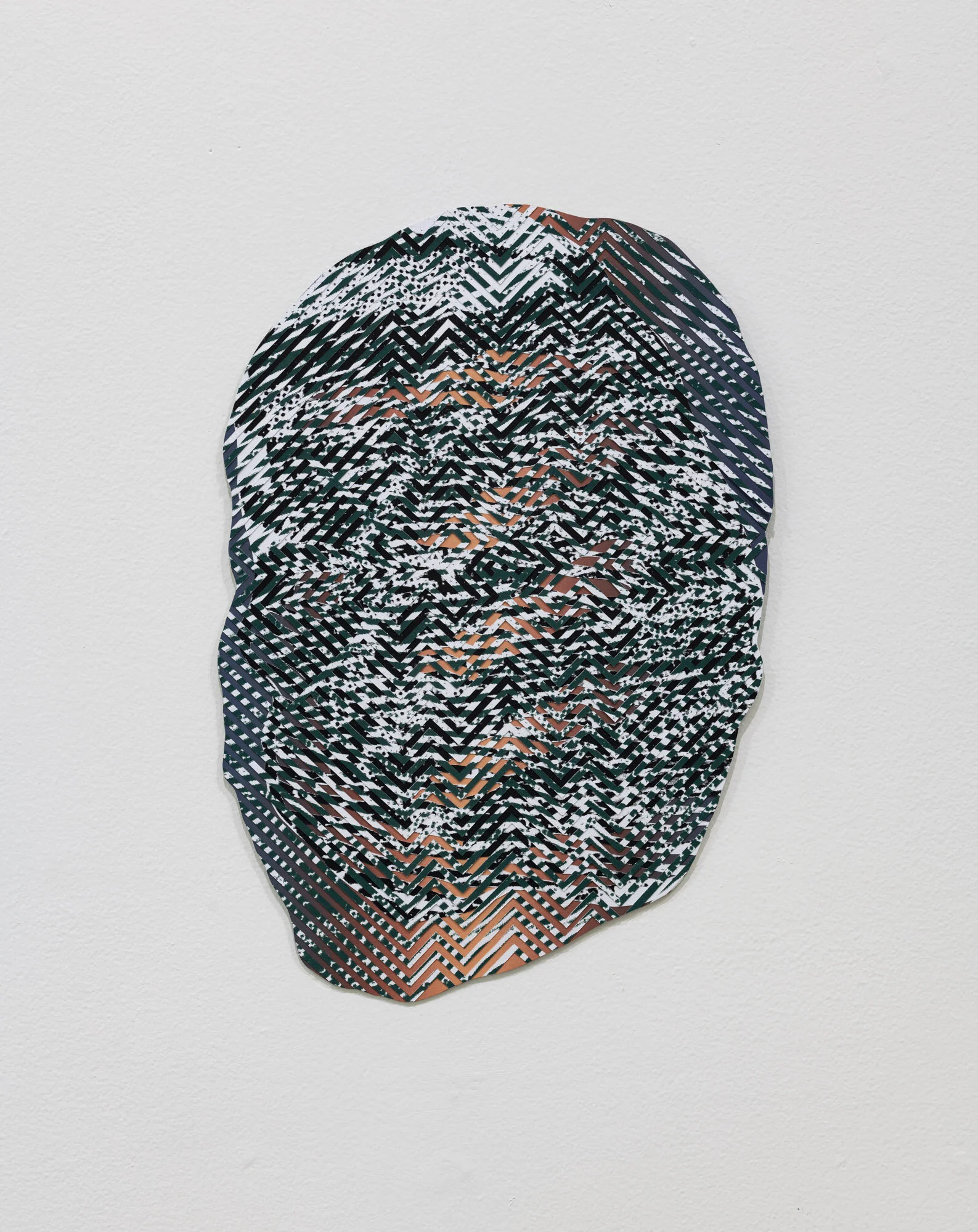   Camouflaged for Day Tripping , 2021, acrylic, screen print, hand cut paper mounted on steel 