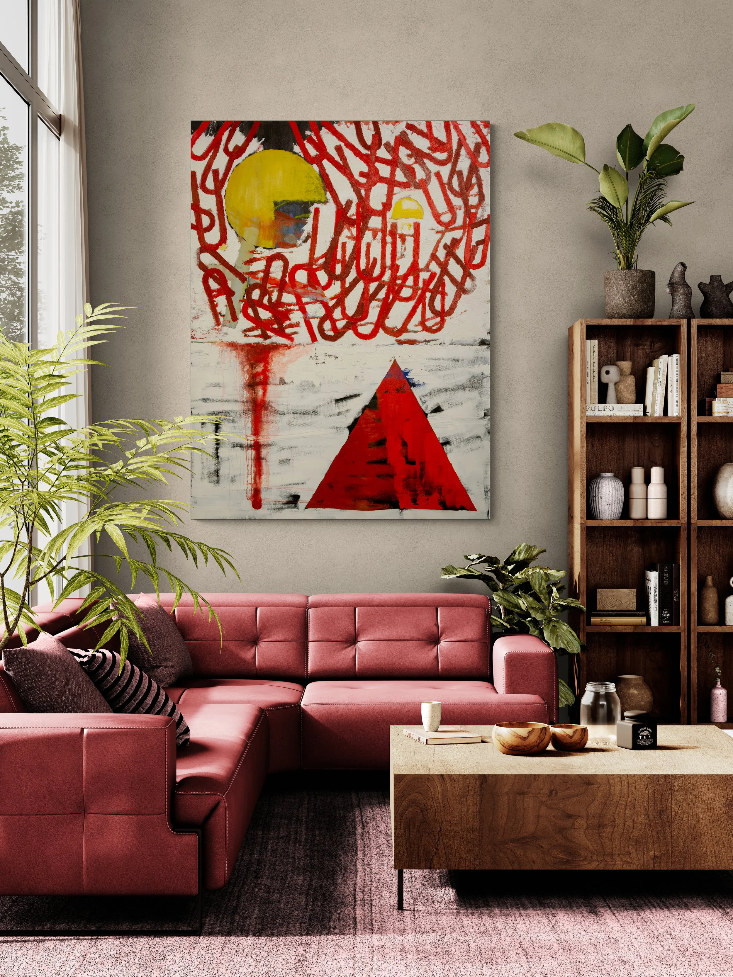 Mycenae VIII, oil on canvas, 200x150 cm, room mockup by Canvy