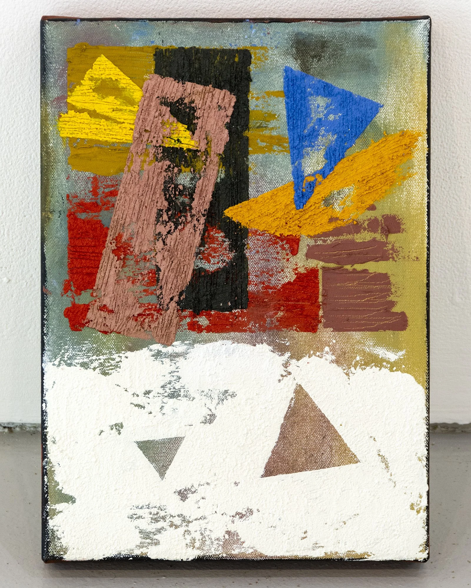 Pequeños Mundos XXII, empaste de óleo y polvo de mármol sobre lienzo, 36x27 cm. Estas piezas a pequeña escala empezaron como experimentos con pintura sobrante, pero más tarde se convirtieron en una serie aparte con su propio lenguaje visual.