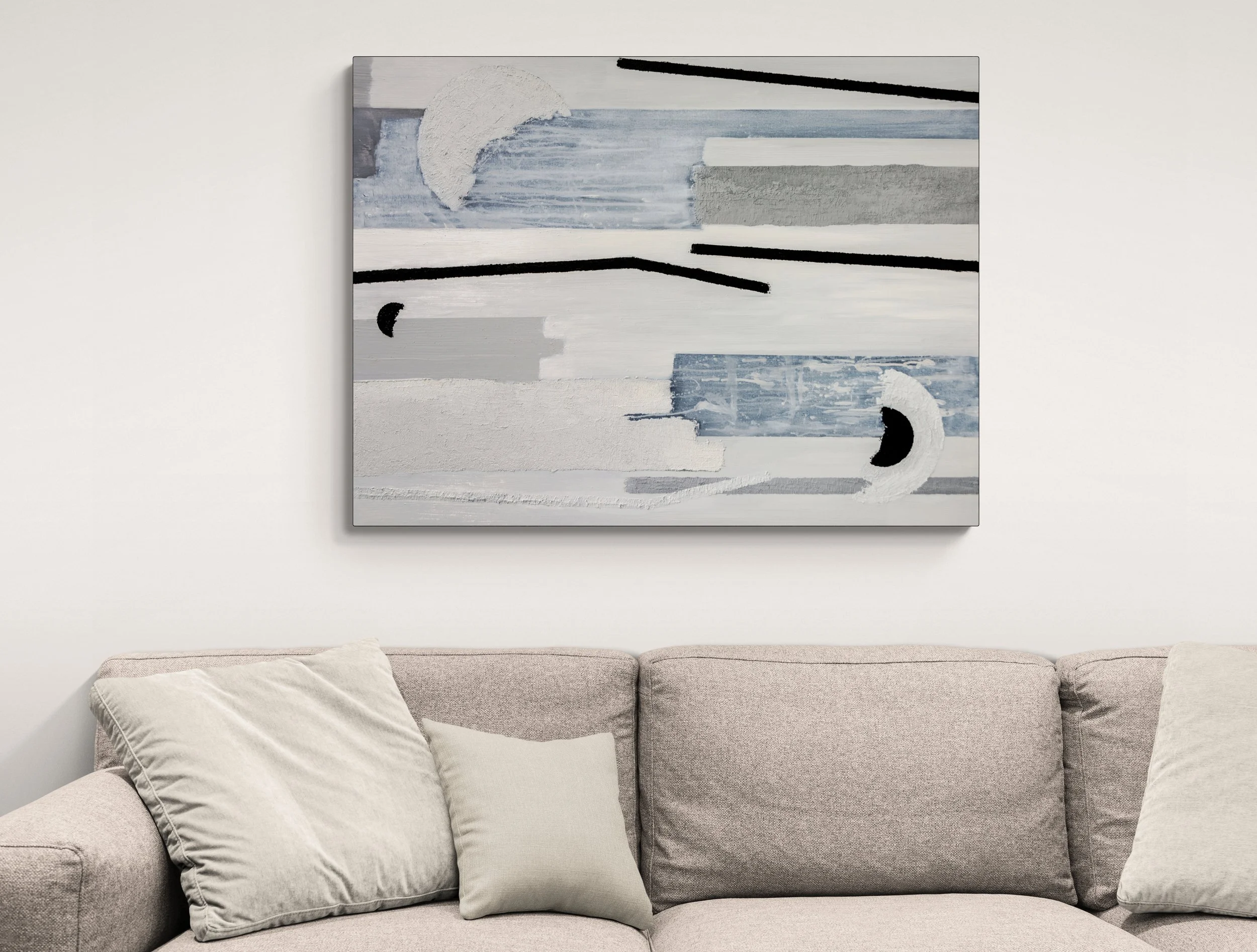 Starry Night I, 120x90 cm, oil on canvas, room mockup by Canvy