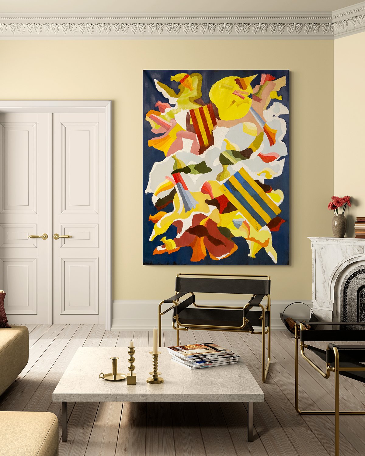 Mycenae XI (Agamemnon), oil on canvas, 200x150 cm, room mockup by Canvy