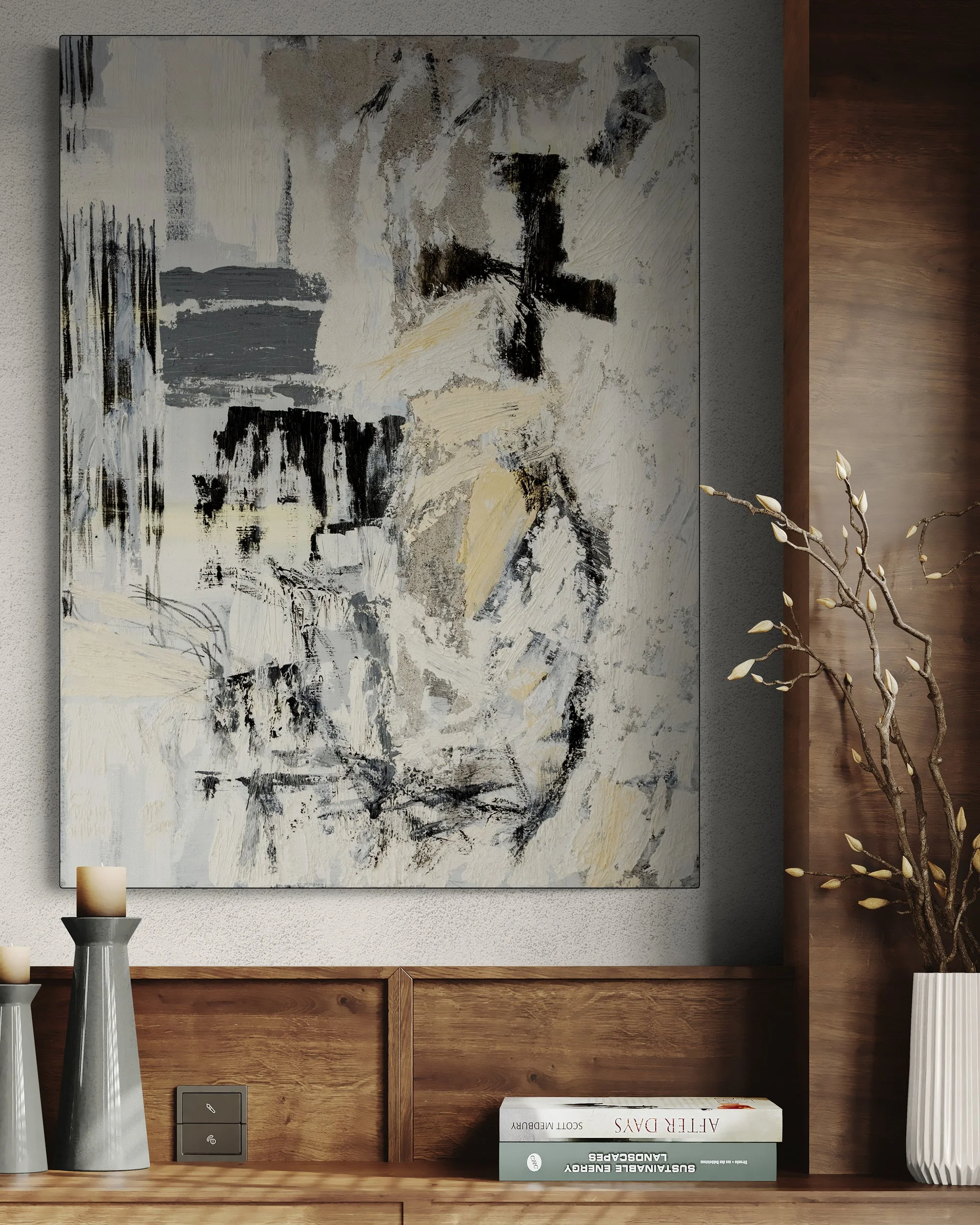 Guardia, 100x75 cm, oil on canvas, room mockup by Canvy