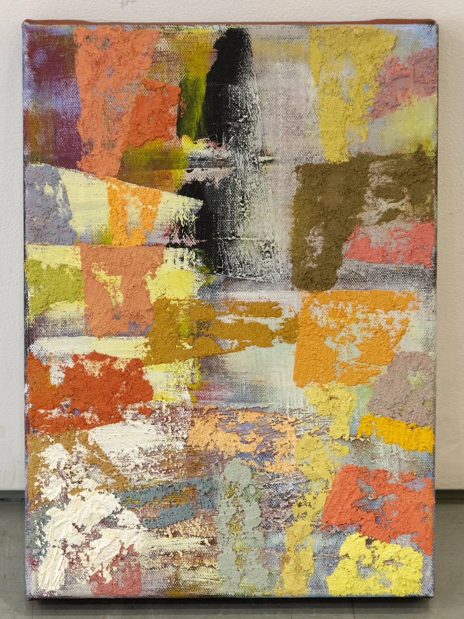 Small Worlds XXIV, oil on canvas, 36x27 cm. These small-scale pieces started out as experiments with paint left over from working on larger paintings. They soon became a separate body of work with a life of their own.