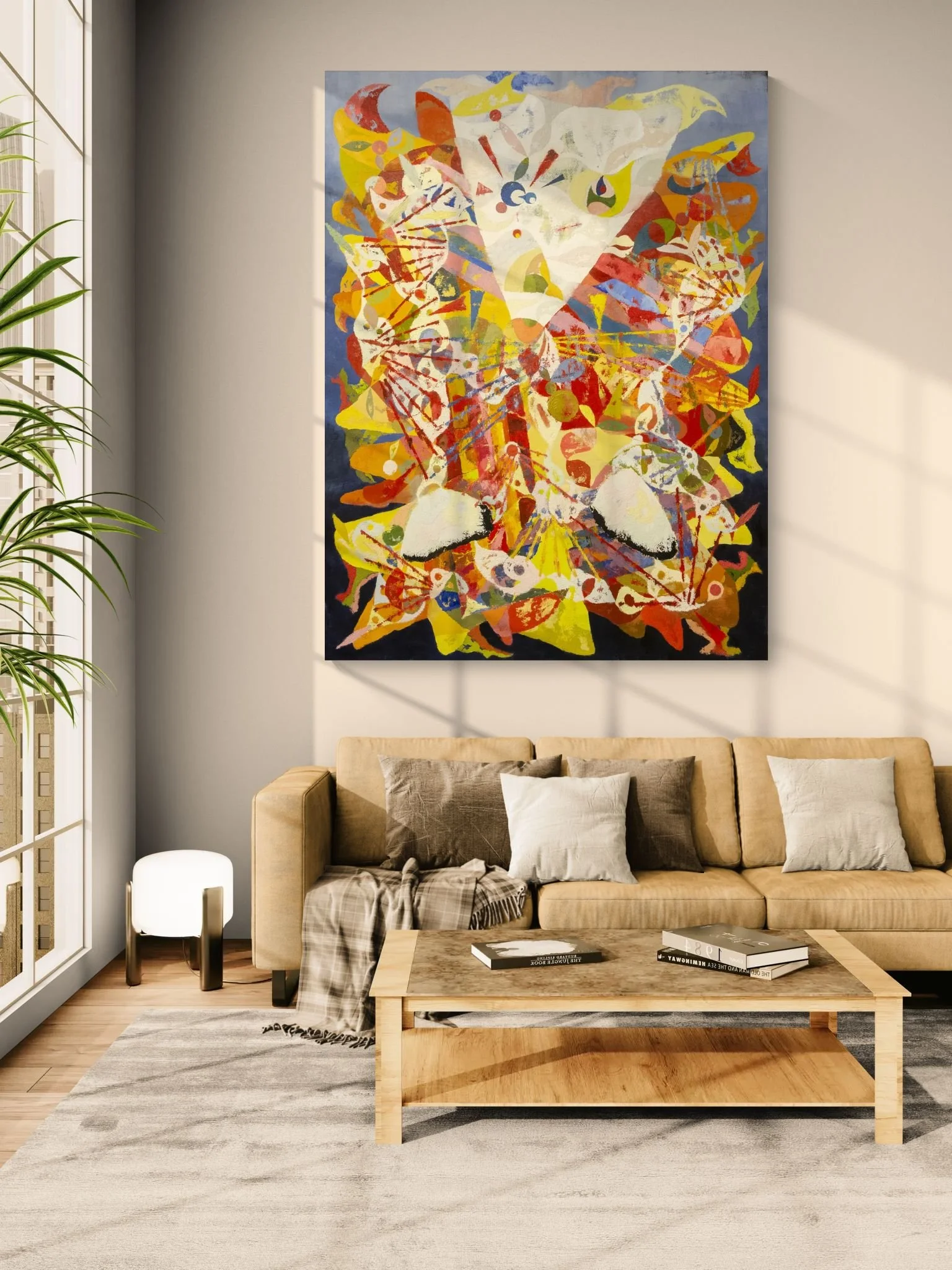 Mycenae XIII (The Bull of Heaven), oil on canvas, 200x150 cm, room mockup by Canvy