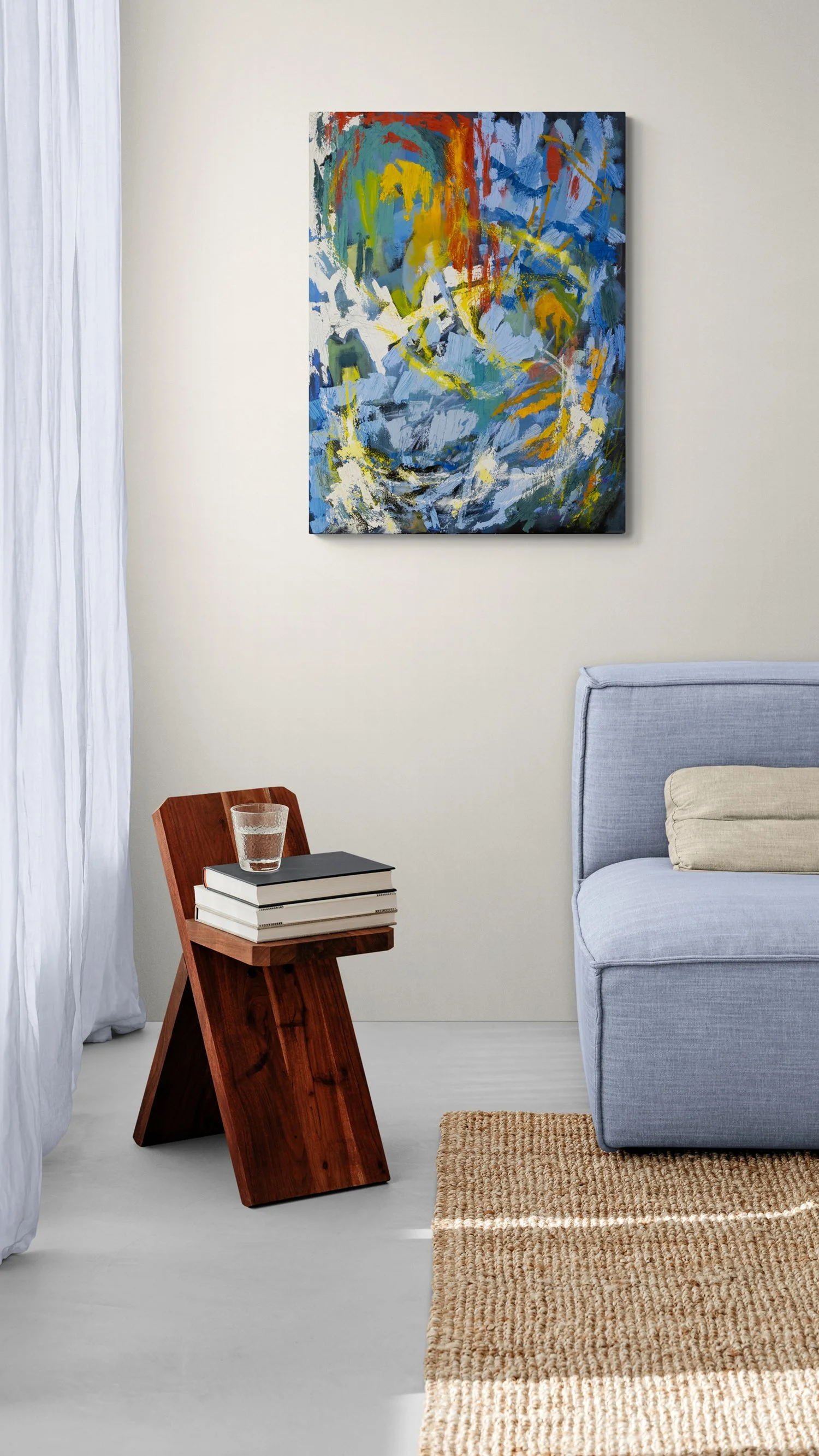 Gilgamesh, 100x75 cm, oil on canvas, room mockup by Canvy