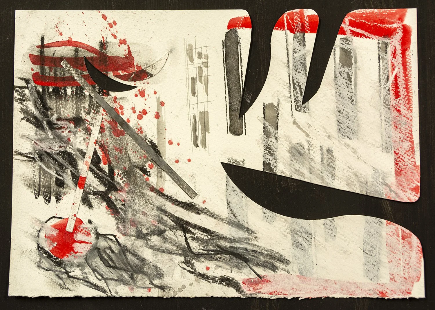 Rotulador, tinta, découpage, carboncillo y tiza sobre papel, A4 (27.9 x 21 cm)