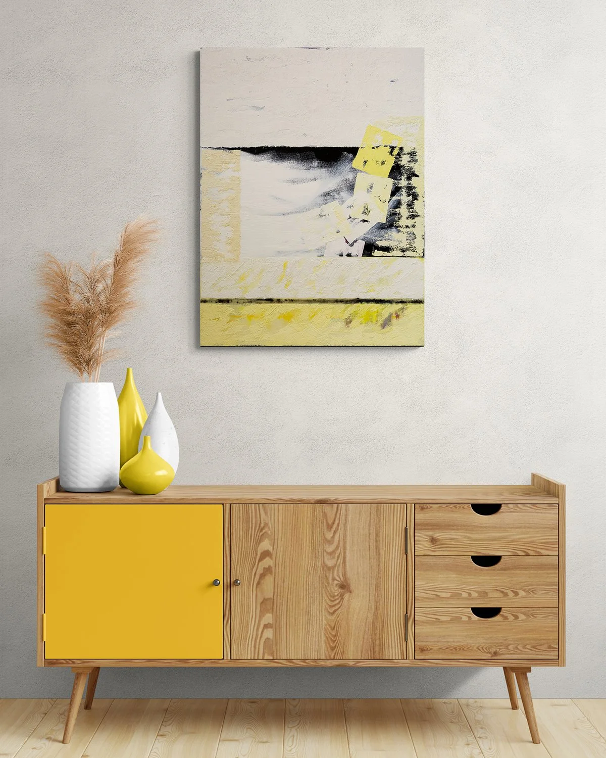 Divisions XII, 100x75 cm, oil on canvas, room mockup by Canvy