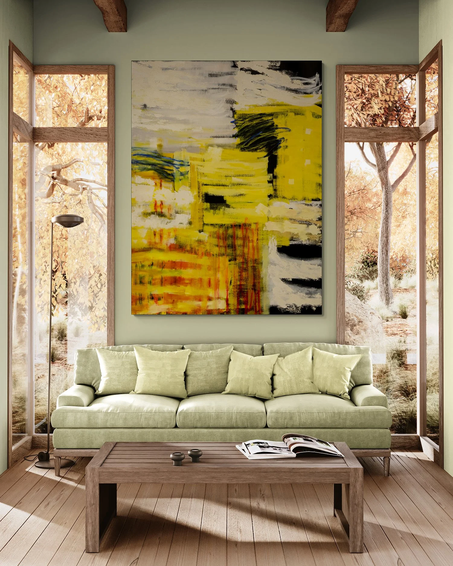 Mycenae XII, oil on canvas, 200x150 cm, room mockup by Canvy