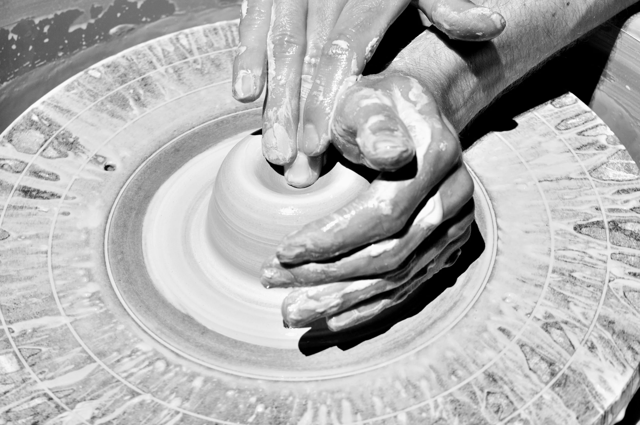Brandon at the pottery wheel