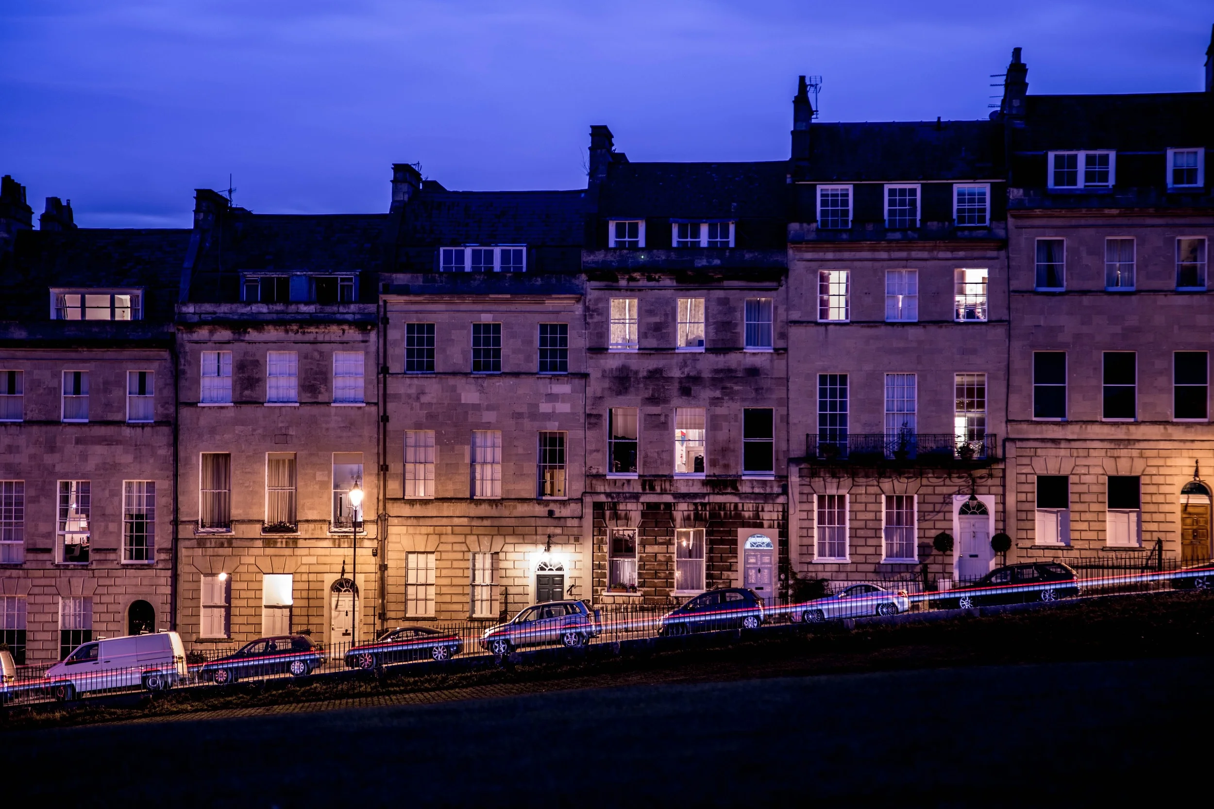 Marlborough Buildings at night, Bath