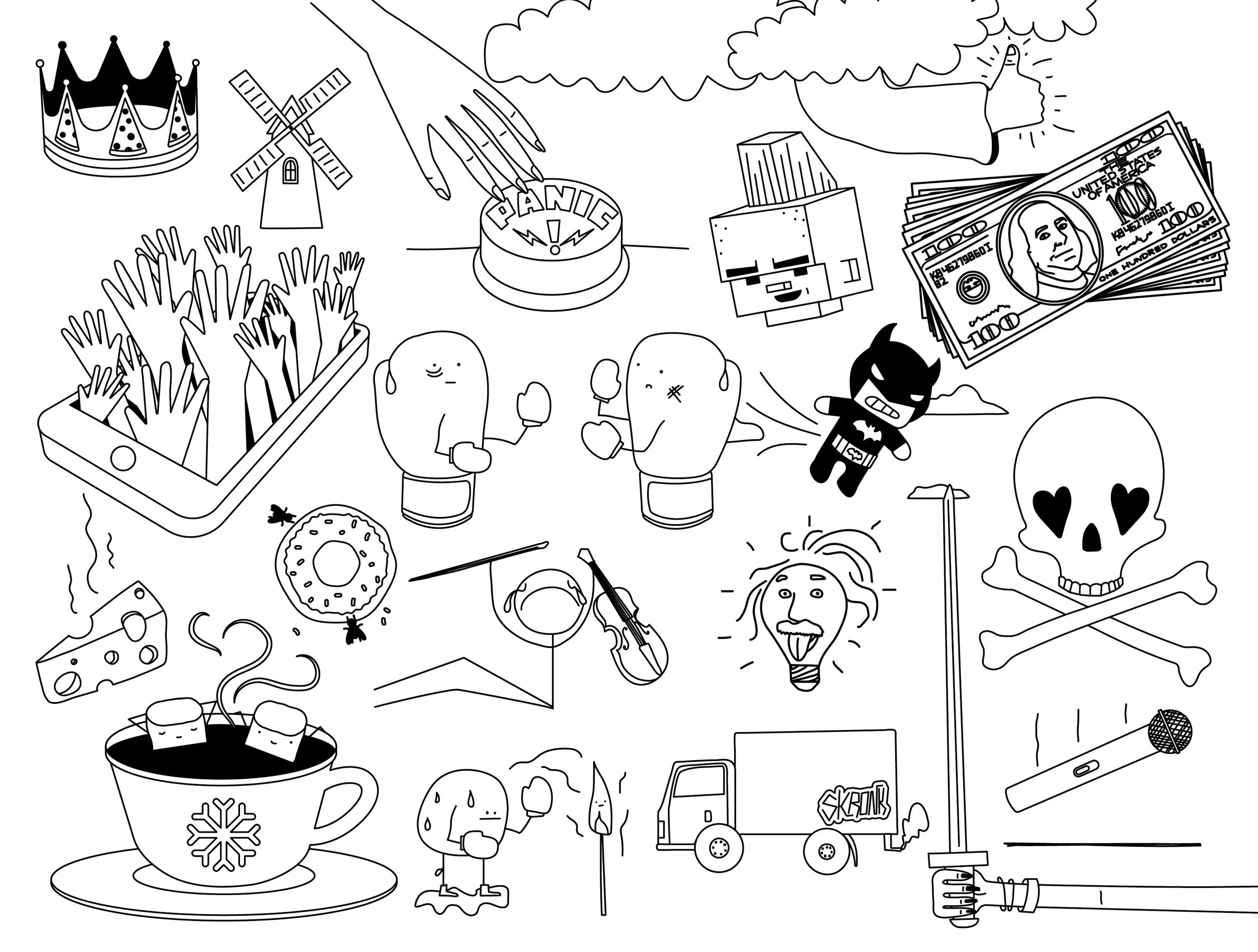 Tapper Twins line art things