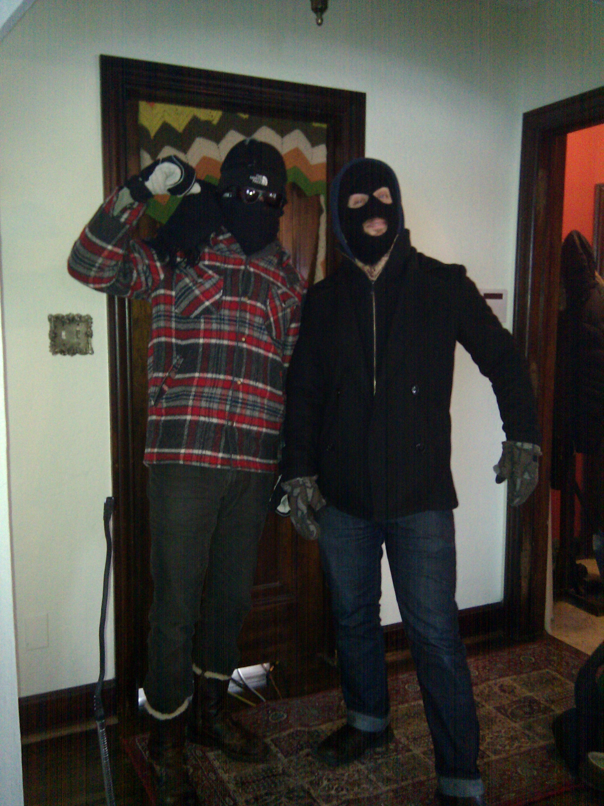 Nick and Eric prepare to rob a bank. Or shovel a friends driveway in -14 degrees...whichever comes first.